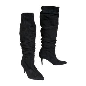 STUART WEITZMAN Lafayette Slouchy Boot Black Suede Leather Pointed Toe Womens 10